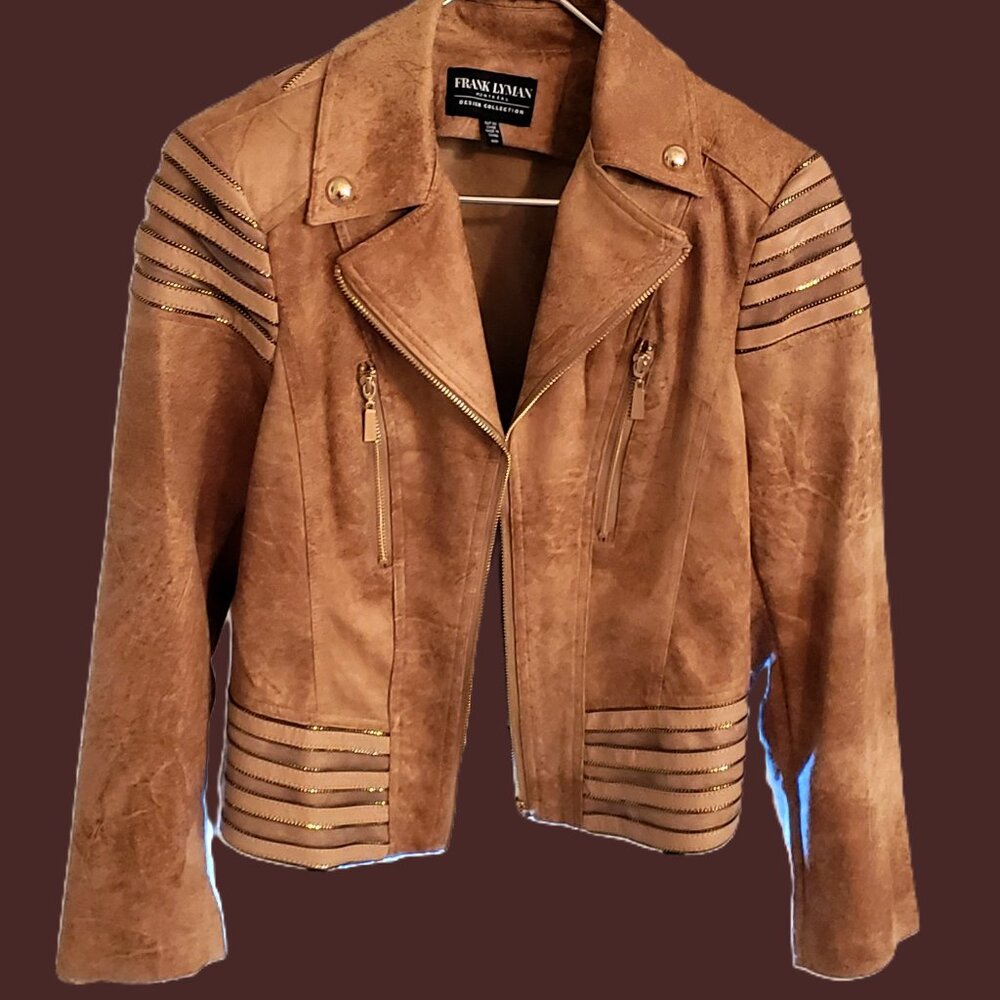 Frank Lyman | New Never Worn Chestnut Moto Jacket Wrinkle Resistant - Picture 14 of 16